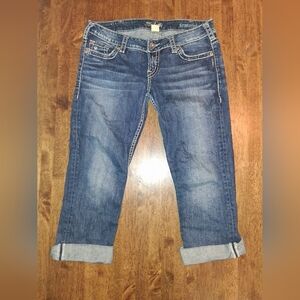 Silver Jeans Medium Blue Cropped Ankle Jeans